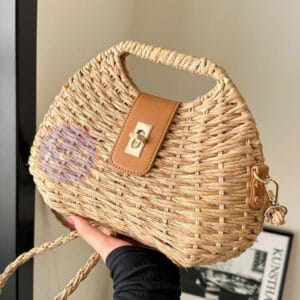 Bolsa de palha canto arredondado