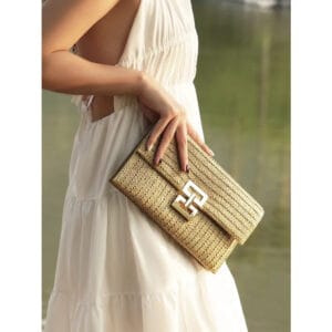 Bolsa de palha Clutch Luxo
